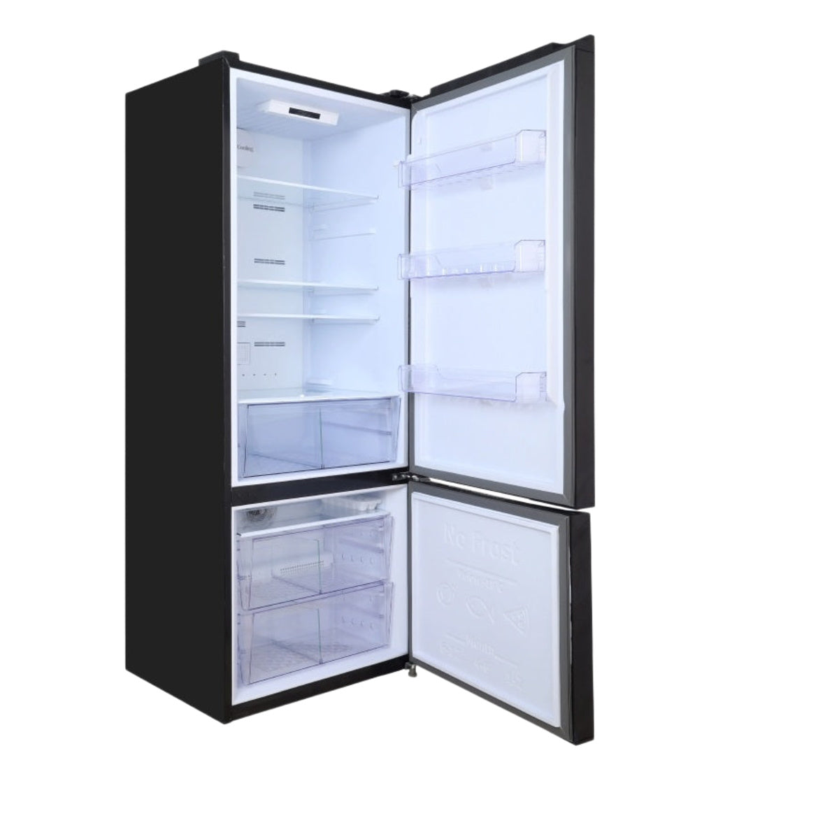 Unionaire Bottom Freezer Refrigerator, 410Lit, Black Glass