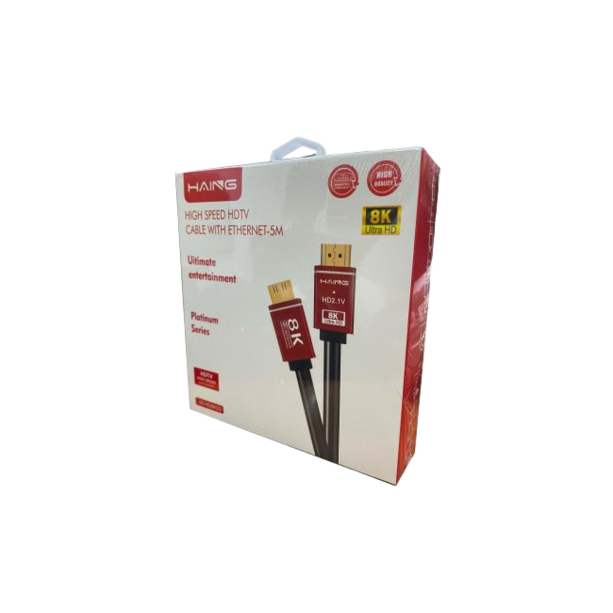 HAING 8K Ultra HD High Speed HDMI 2.1 Cable with Ethernet 5M