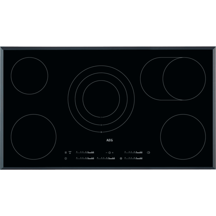 AEG Electric Hob Smooth Ceramic, Full Safety, 90Cm, 5Cooking, Black