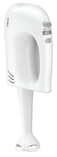 White hand mixer on a white background