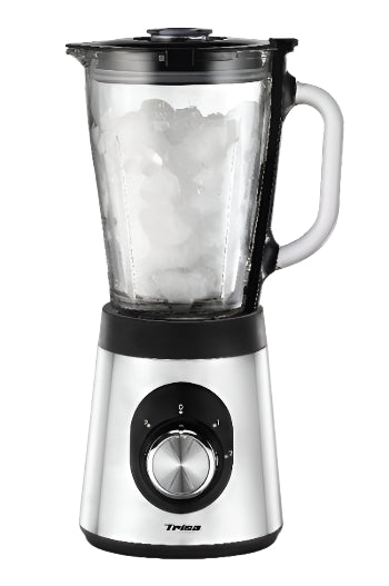 Blender with ice cubes on a white background