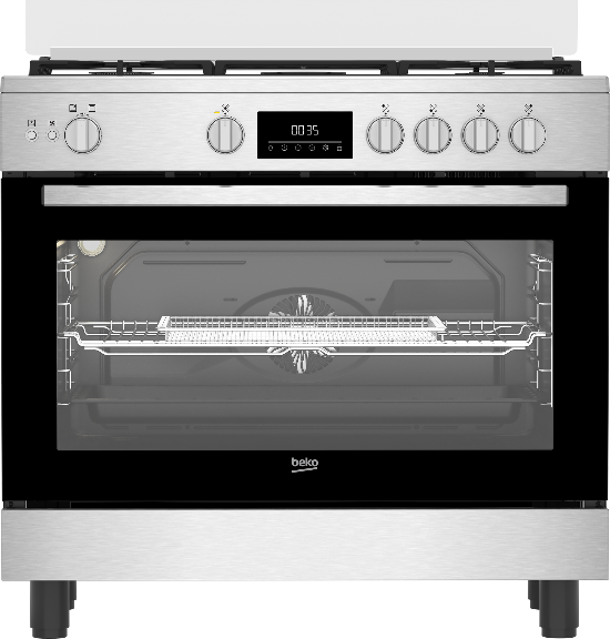 Beko Gas Cooker Oven, 90Cm, 5Burners, Stainless Steel