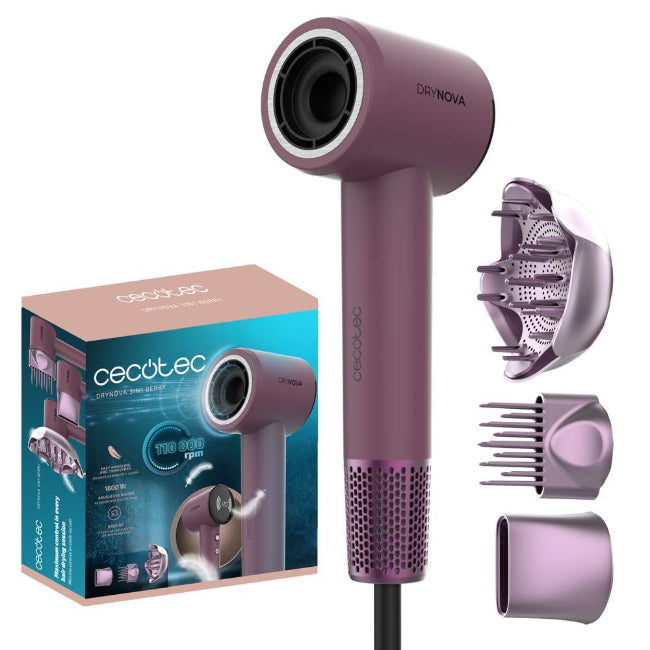 Cecotec Hair Dryer, 110000Rpm Speed, 3Attachments, 4Temperature Settings, 1600Watts, Pink