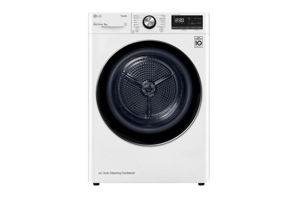 LG Heat Pump Condenser Dryer A+++, 9KG, Eco Hybrid, Drum Care, Drum LED, White