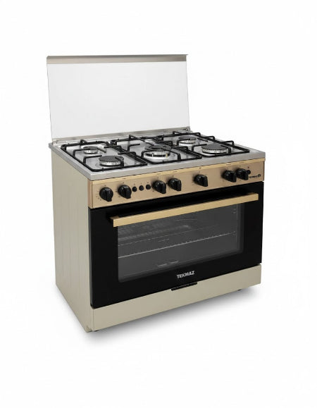 Stove with four burners and a oven on a white background