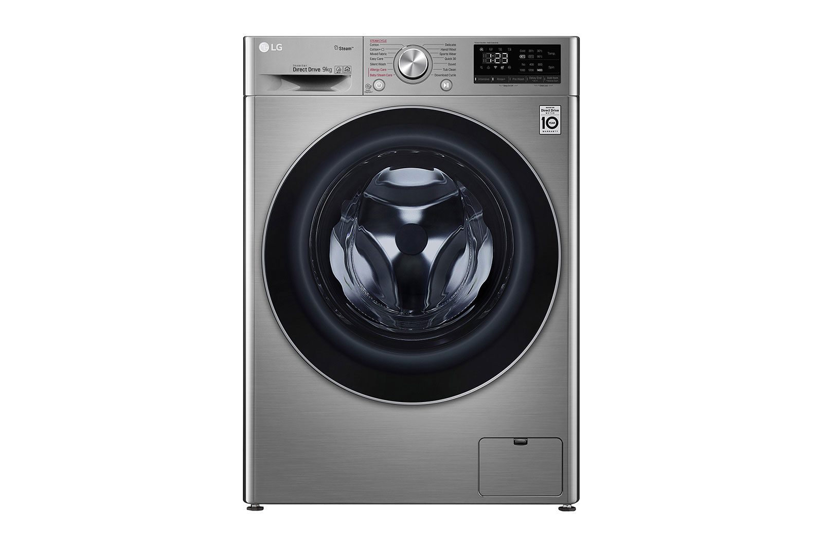 LG Front Load Washing Machine A+++, 9KG, 1400RPM, AI DD, Silver