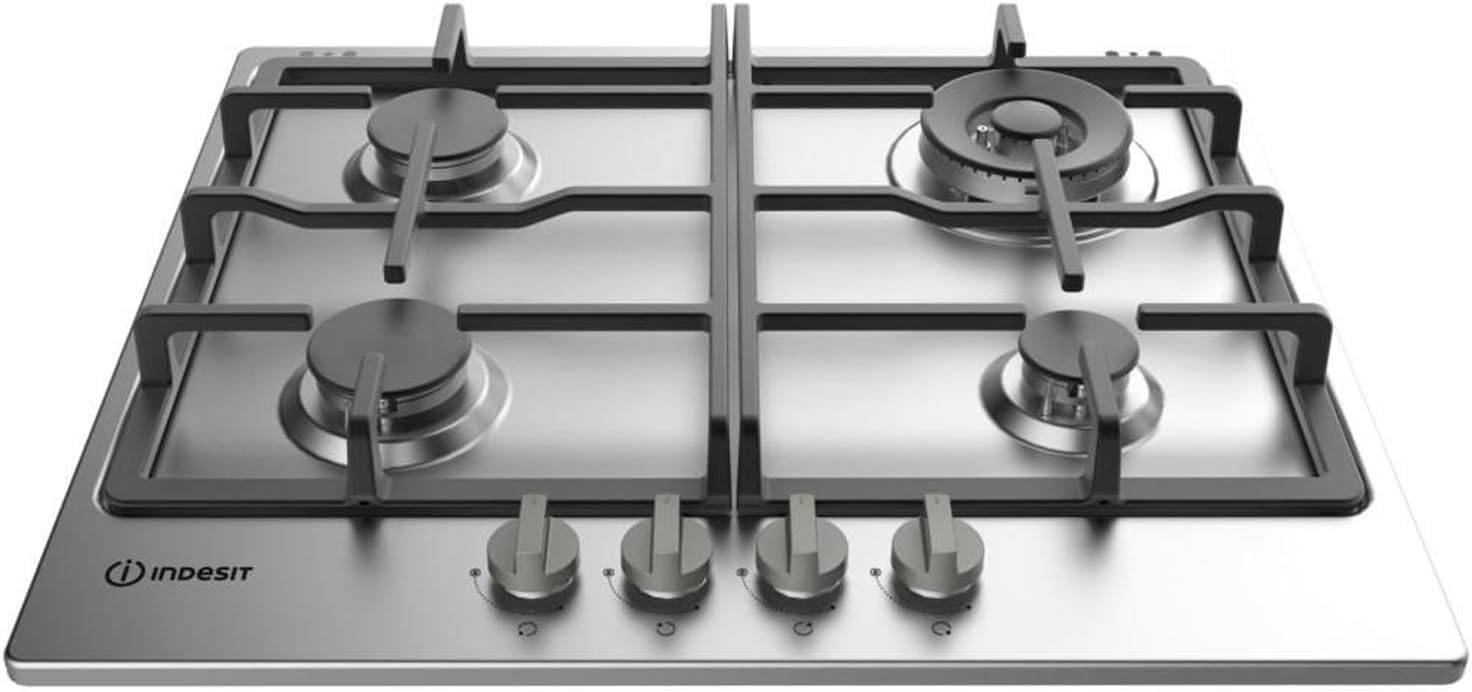Indesit Built in Hob, 60Cm, Cast Iron, Full Safety, Stainless Steel Indesit Built in Hob, 60Cm, Cast Iron, Full Safety, Stainless Steel