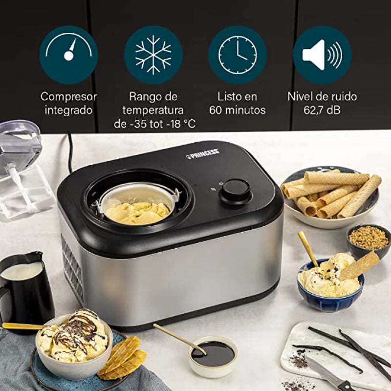 Princess Ice Cream Maker, 1Lit, 100Watts, Grey Princess Ice Cream Maker, 1Lit, 100Watts, Grey
