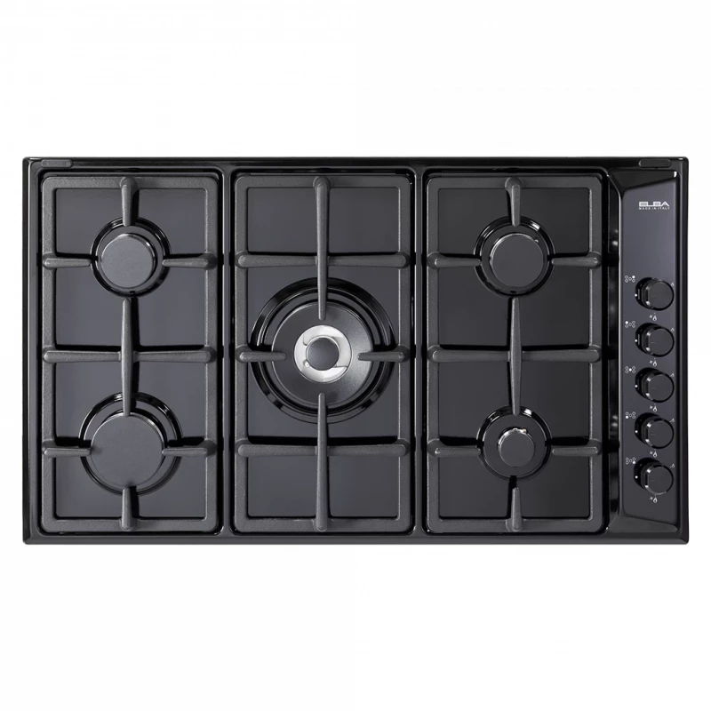 Elba Built in Gas Hob 90Cm, 5Burners, Black Elba Built in Gas Hob 90Cm, 5Burners, Black