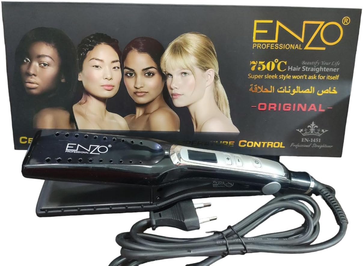 Enzo Hair Straightener Ceramic, 45Watts, Black