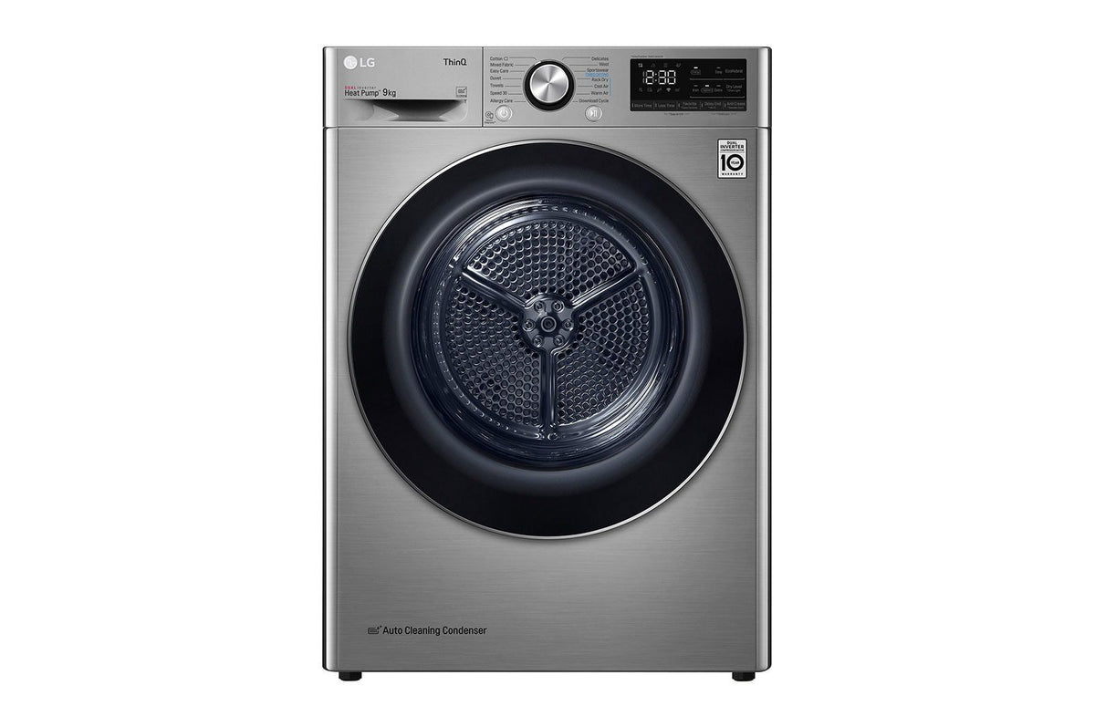 LG Heat Pump Condenser Dryer A+++, 9KG, Eco Hybrid, Drum Care, Drum LED, Silver