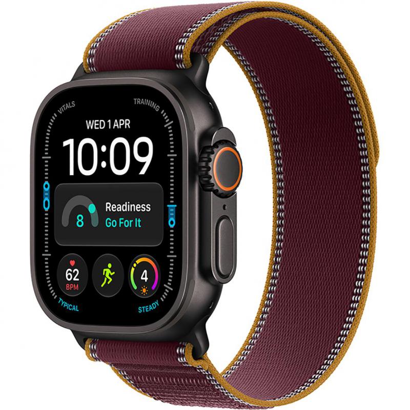 Apple Watch Ultra 4 GPS + Cellular 49Mm, Black Titanium Case, Burgundy Trail Loop, M/L