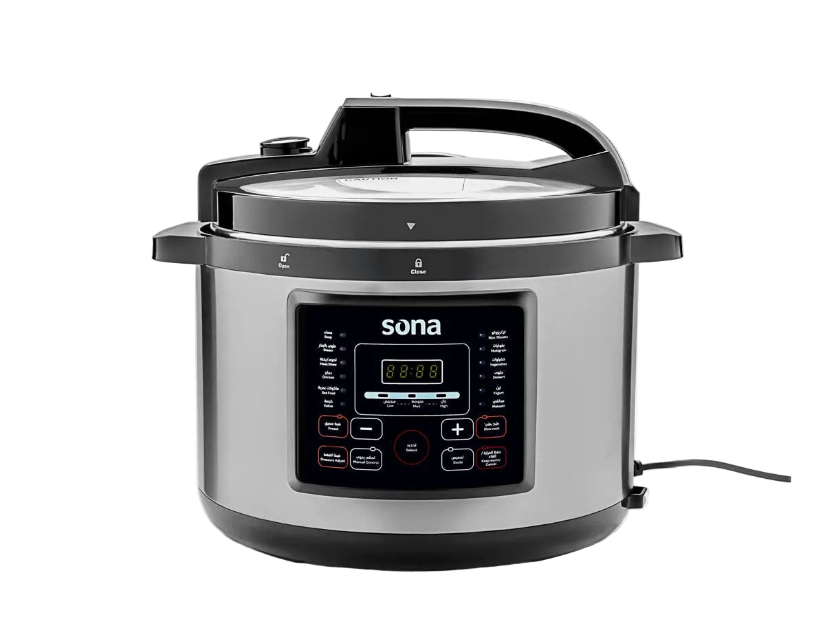 Sona Electric Pressure Cooker, 8Lit, 14Cooking Programs, 1300Watts, Silver