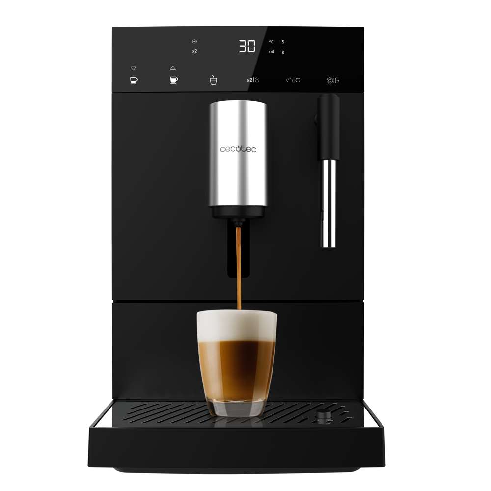 Cecotec Coffee Machine, 19Bar Pressure, Integrated Grinder with 5 levels, Milk Steamer, Touch Display