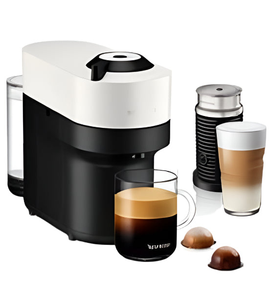 Nespresso Coffee Maker Bundle White Vertuo Pop + Black Aeroccino3 Nespresso Coffee Maker Bundle White Vertuo Pop + Black Aeroccino3