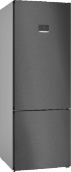 Black refrigerator on a white background