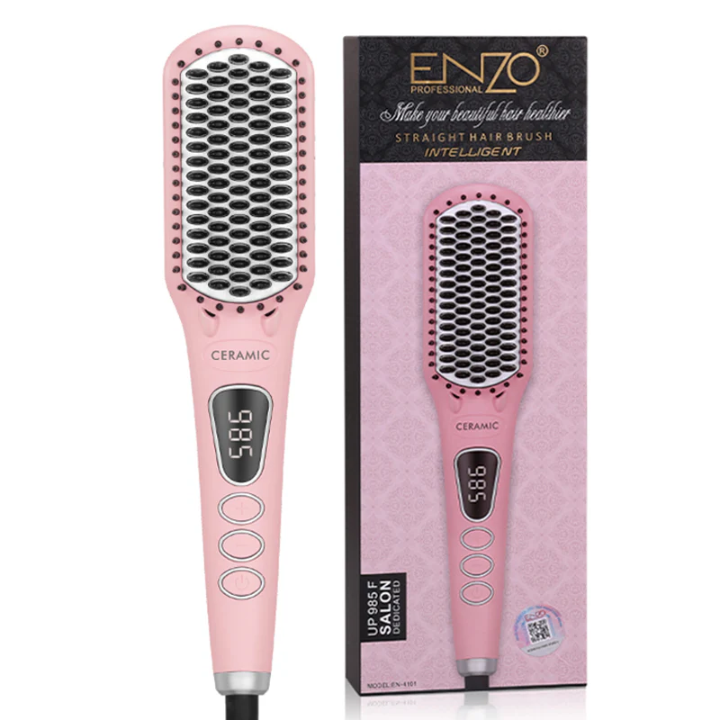 Enzo Hair Straightener Brush, 65Watts, Multi Color