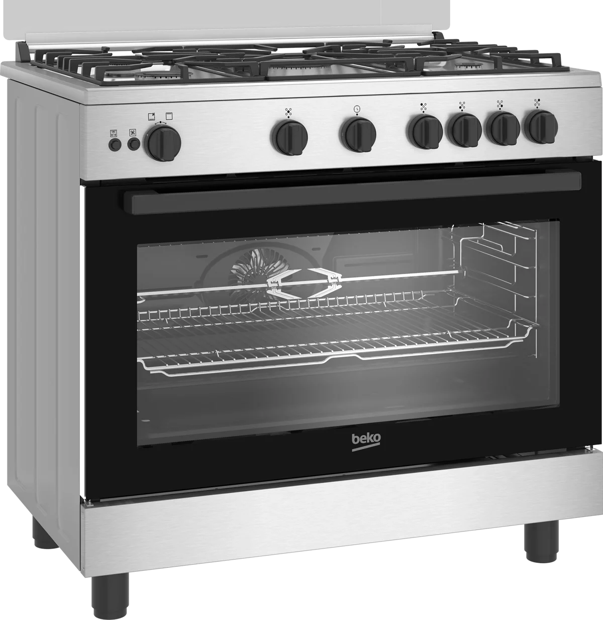 Beko Gas Cooker, 90Cm, 5Burners, Stainless Steel