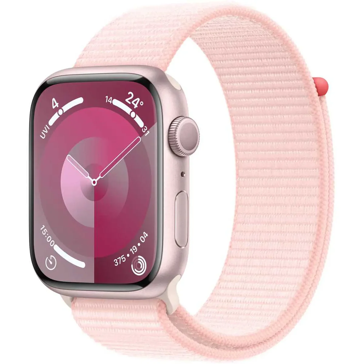 Apple Watch Series 9 GPS 45Mm, Pink Aluminium Case with Light Pink Sport Loop S/M