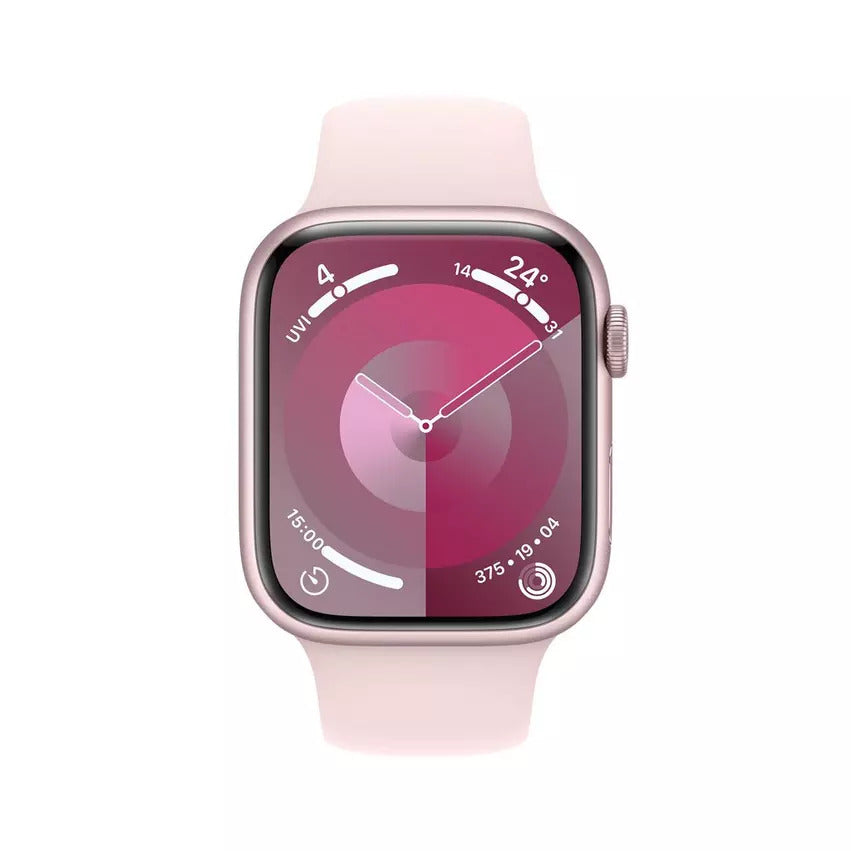 Apple Watch Series 9 GPS 45mm, Pink Aluminium Case with Light Pink Sport Band, Apple Replacement
