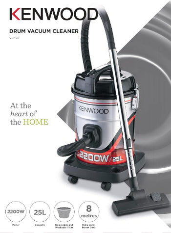 Kenwood Canister Vacuum, 25Lit, 2200Watts, Grey Kenwood Canister Vacuum, 25Lit, 2200Watts, Grey
