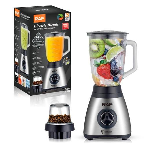 Raf Jug Blender with Mill, 6Blades, 1.5Lit, 850Watts, Silver