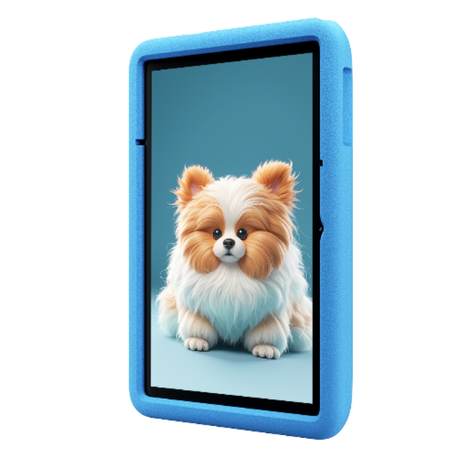 Blue case with a dog illustration on a white background