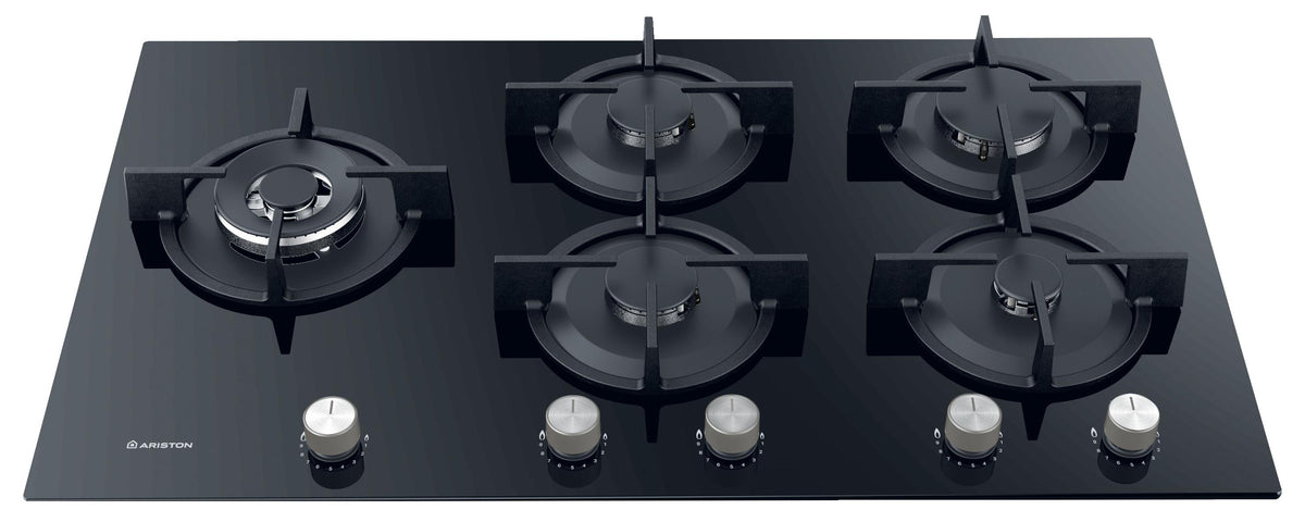 Ariston Built in Gas Hob Glass, 90Cm, 5Burners, Black