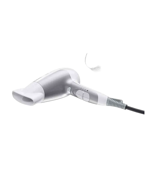 White hair dryer on a white background