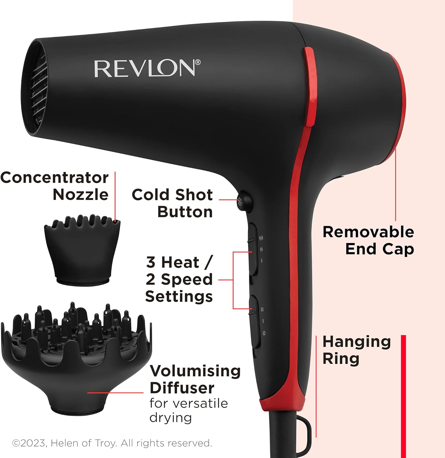 Revlon Hairdryer, 2000Watts, Black Revlon Hairdryer, 2000Watts, Black