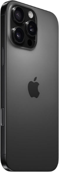 Black Apple smartphone with camera and logo on a white background