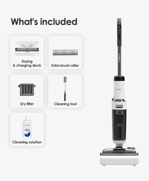 Tineco Floor Wet Dry Vacuum Cleaner, 0.85Lit, 220Watts, 180° Lay-flat, White / Titanium