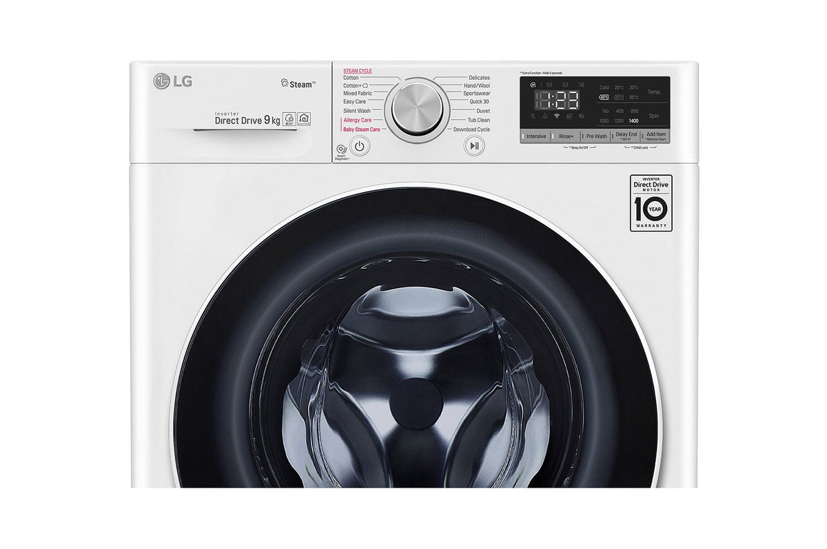 LG Front Load Washing Machine A+++, 9KG, 1400Rpm, AI DD, White