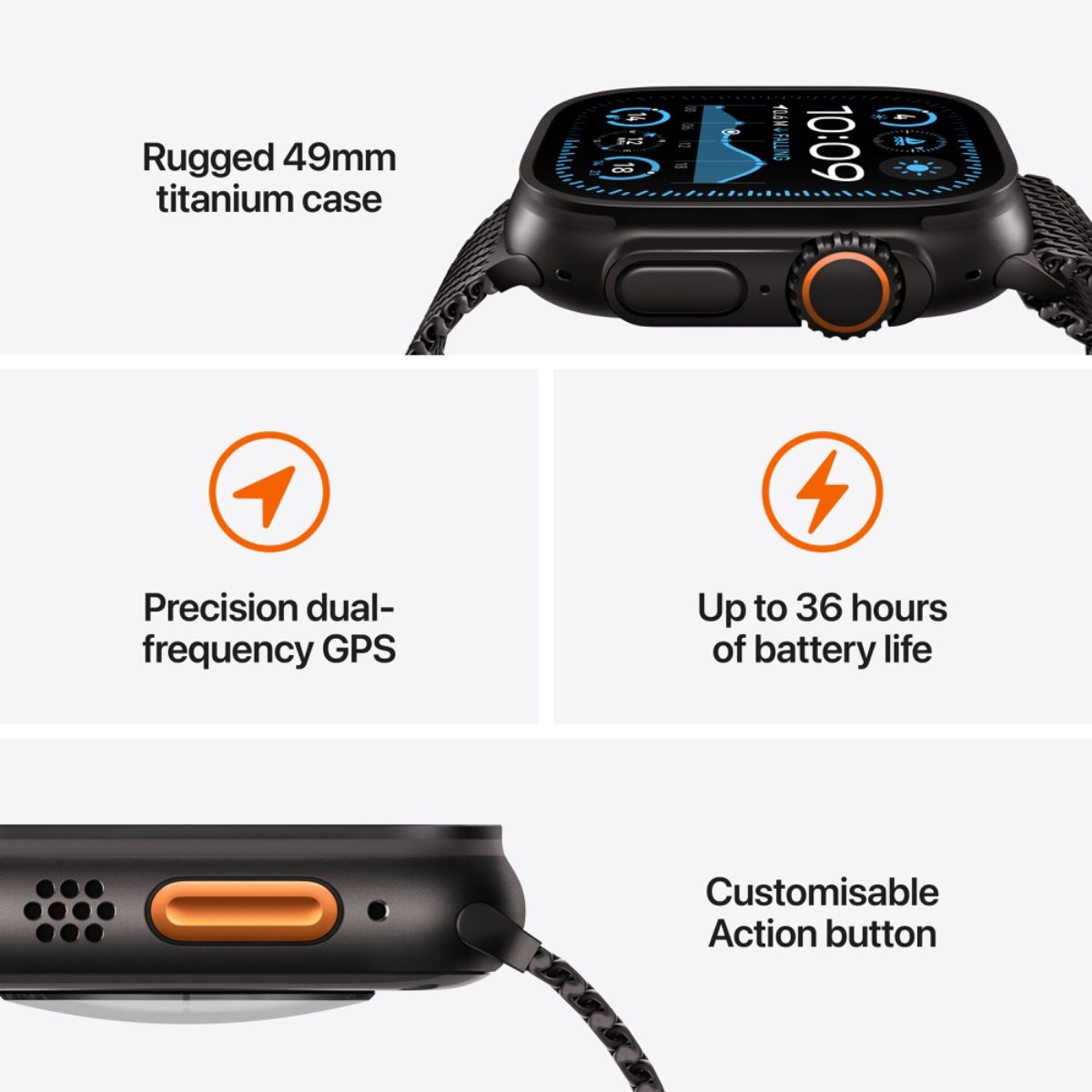 Apple Watch Ultra 2 GPS 49Mm, Black Titanium Aluminium Case with Black Sport Band, (Demo Unit)