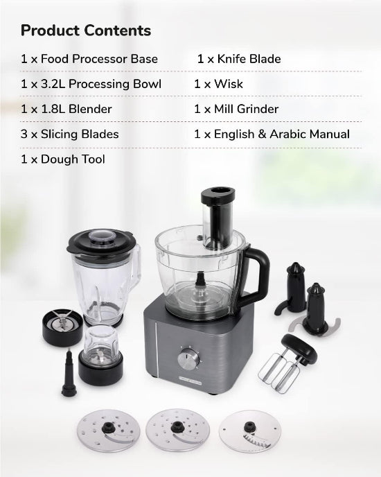 Fancy Miracle Food Processor, 20Functions, 3.2Lit, 1100Watts, Grey