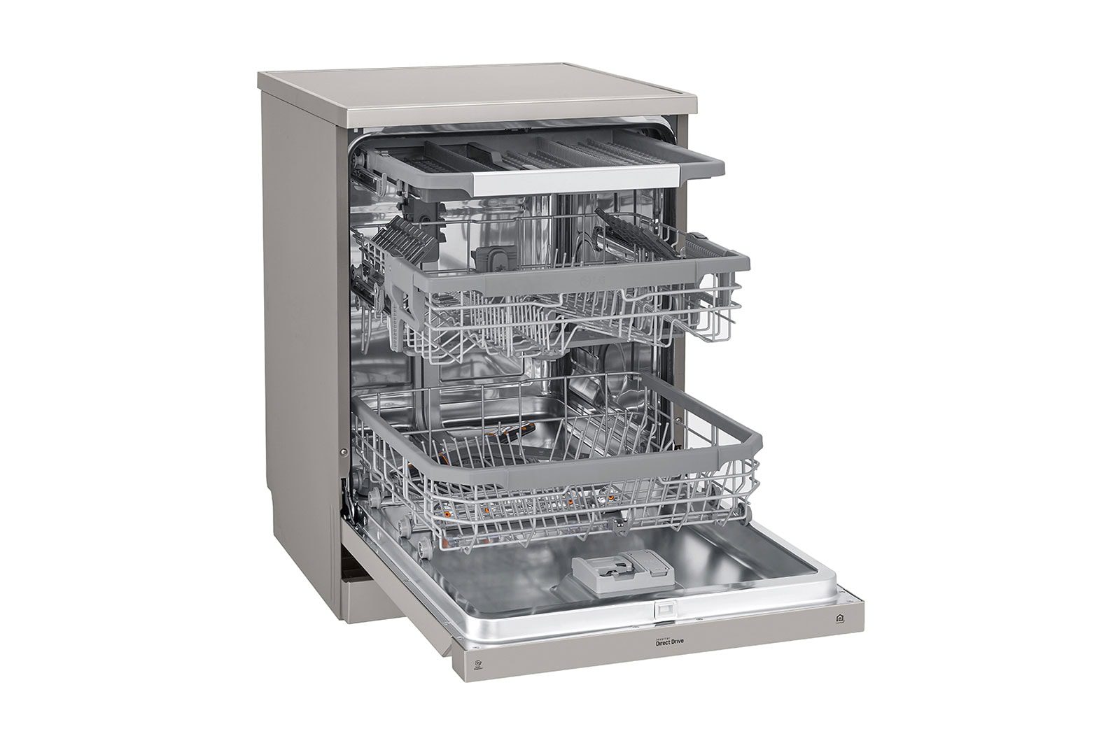 LG Free Stand Dishwasher A++, 14Sets, 10Program Steam, Platinum Silver