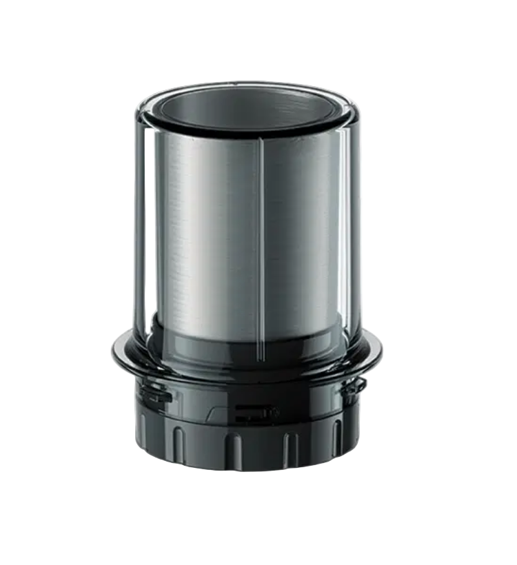 Braun blender with clear container on a white background