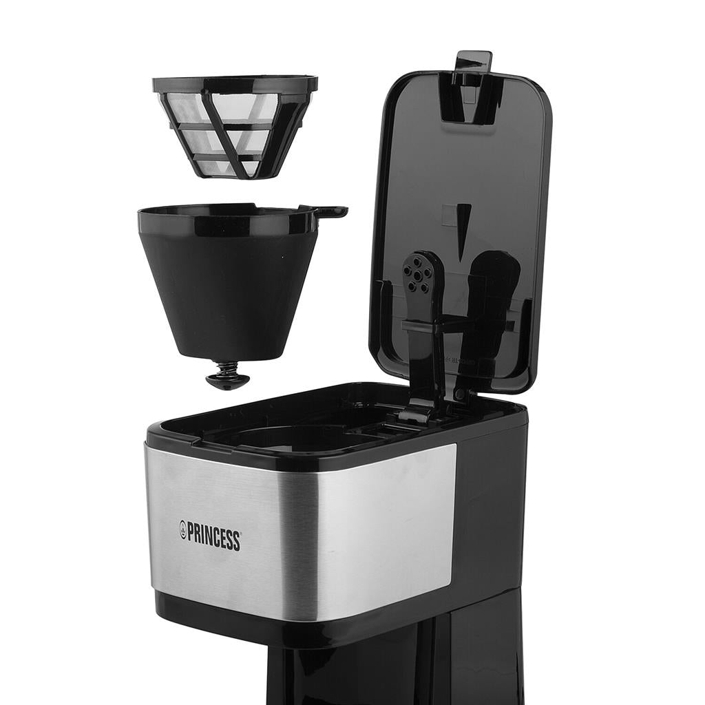 Princess Filter Coffee Maker Compact, 8Volume, 0.75Lit, Suitable For 8 Cup, 600Watts, Black