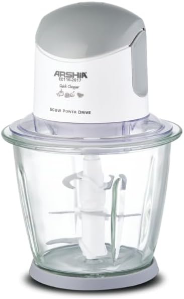 Arshia food chopper with clear container on a white background
