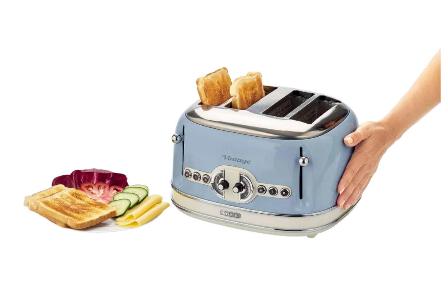 Ariete Toaster 4 Slice, 1600Watts, Blue Ariete Toaster 4 Slice, 1600Watts, Blue
