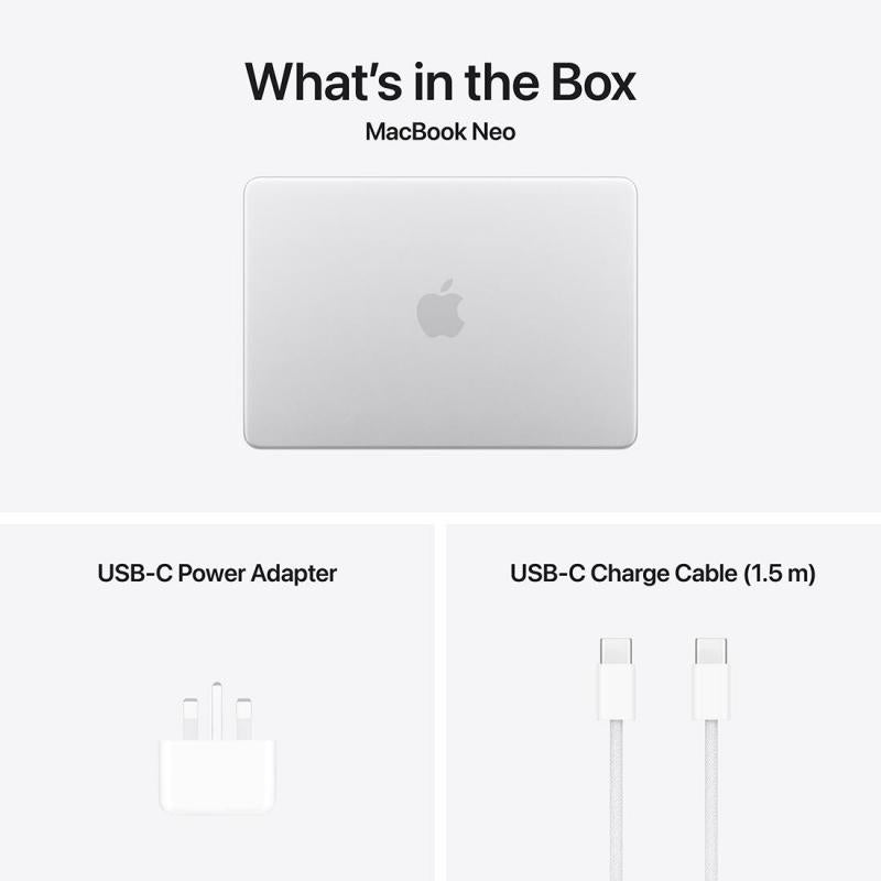 Apple MacBook Neo A18 Pro chip, 6Core CPU & 5Core GPU, 8GB & 512GB SSD, 13Inch, Silver