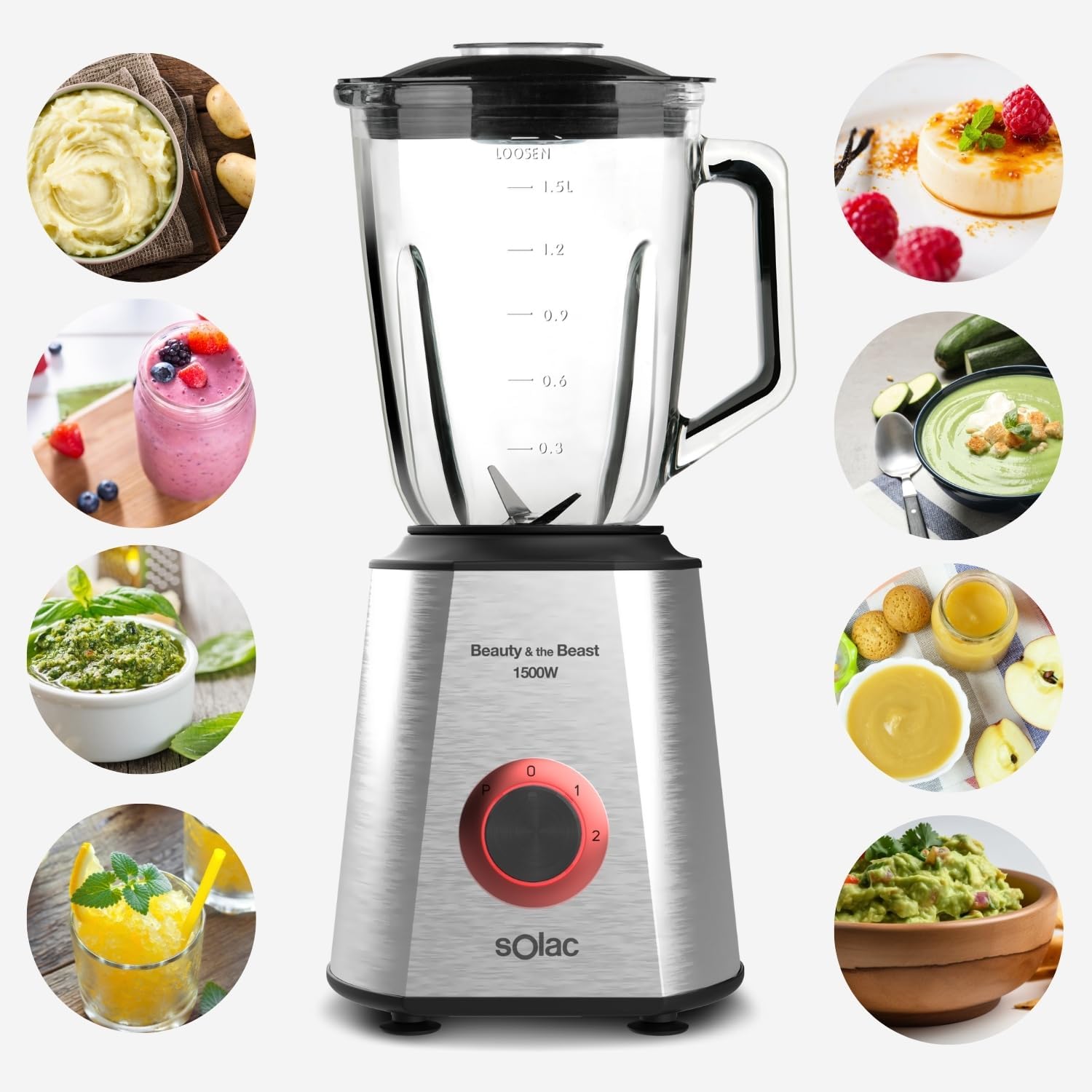Solac Blender Silver 1500 Watt 1.5L Solac Blender Silver 1500 Watt 1.5L