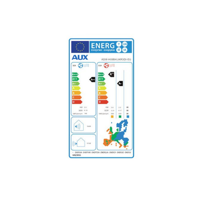 AUX Split Unit Air Condition A+++, Inverter, Strong Wind, 24000BTU, 2TON, White