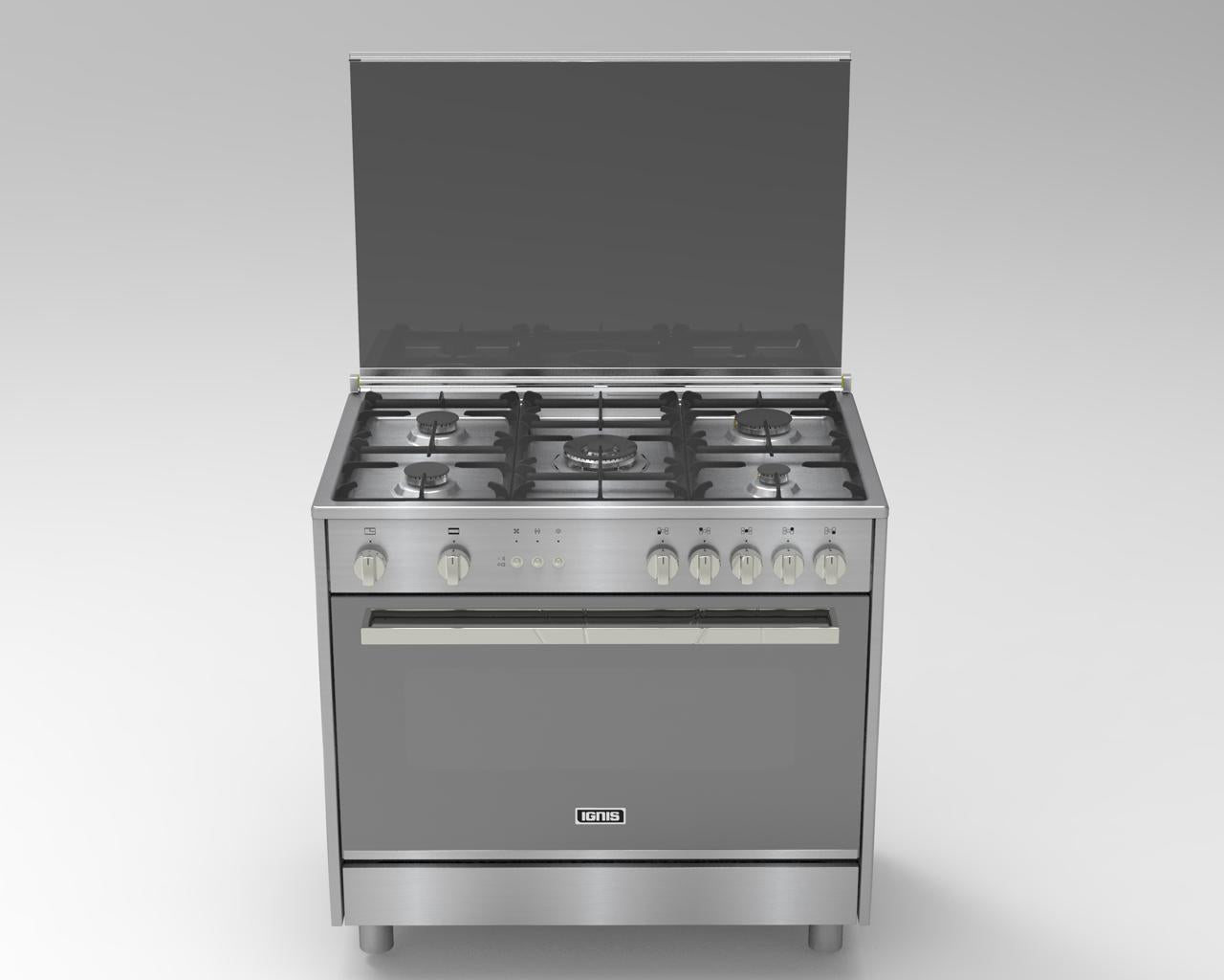 Smeg Free Stand Gas Cooker with Fan, 5Burners, 90Cm, Stainless Steel