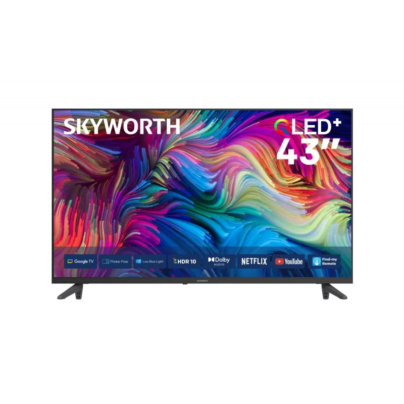 Skyworth QLED TV 43Inch, Smart Google TV, 2HDMI & 2USB, Wifi