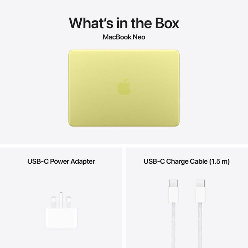 Apple MacBook Neo A18 Pro chip, 6Core CPU & 5Core GPU, 8GB & 256GB SSD, 13Inch, Citrus