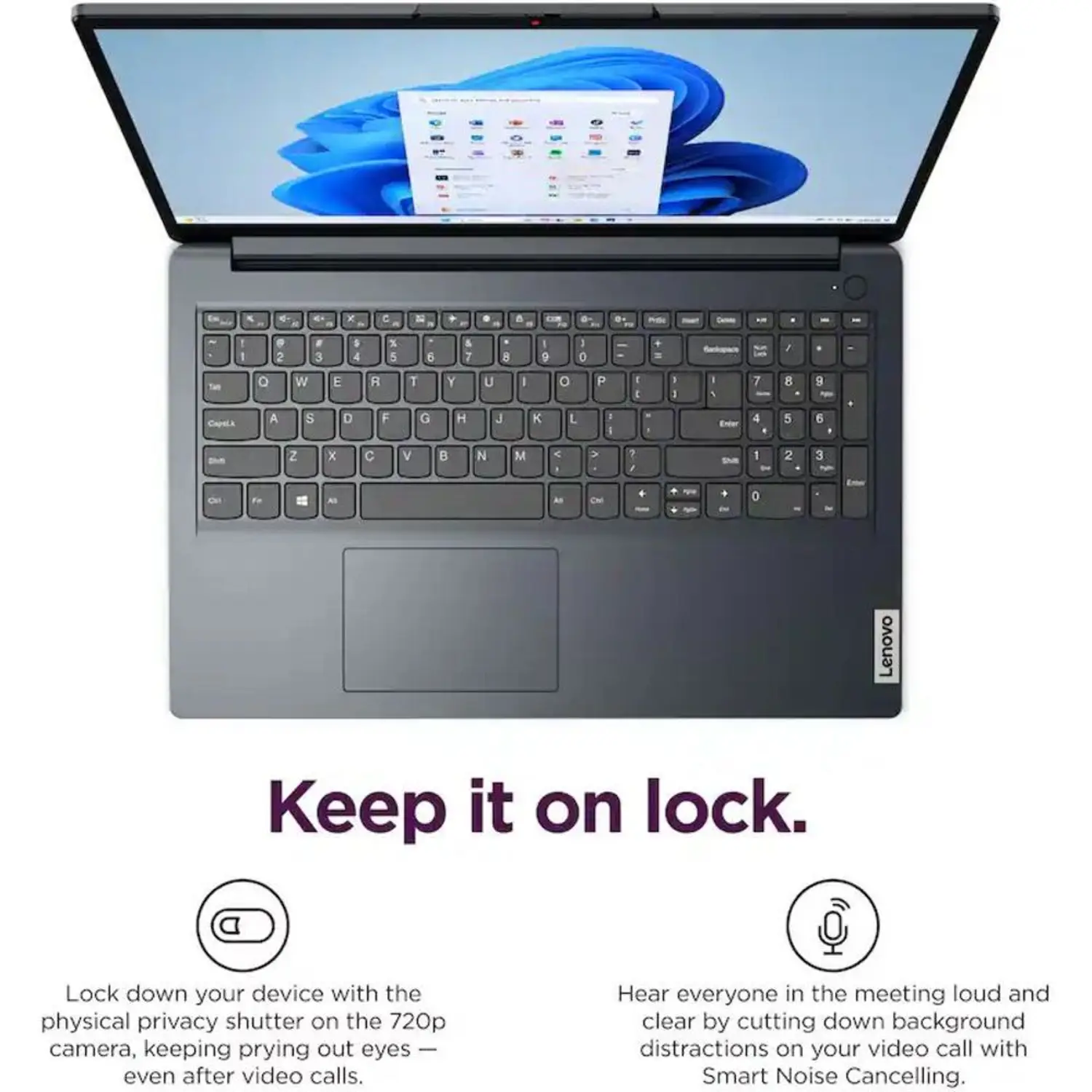 لاب توب لينوفو بمعالج Core i5-1335U، ذاكرة 8GB DDR4، سعة تخزين 256GB SSD، شاشة 15.6 إنش، يعمل بنظام ويندوز 11