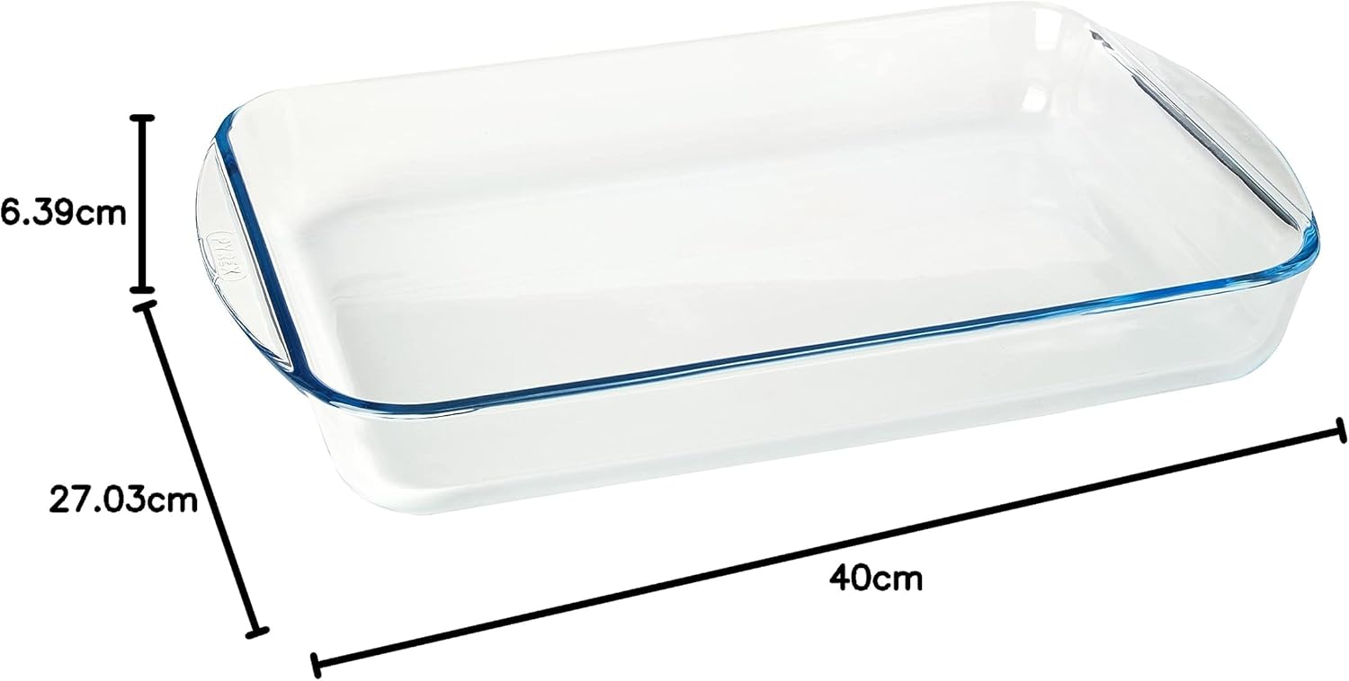 PYREX Glass Roasting Dish, 27*17Cm, Glass PYREX Glass Roasting Dish, 27*17Cm, Glass