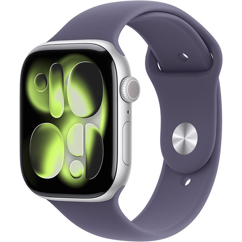 Apple Watch Series 11 GPS 46Mm, Silver Aluminium Case, Purple Fog Sport Band, S/M