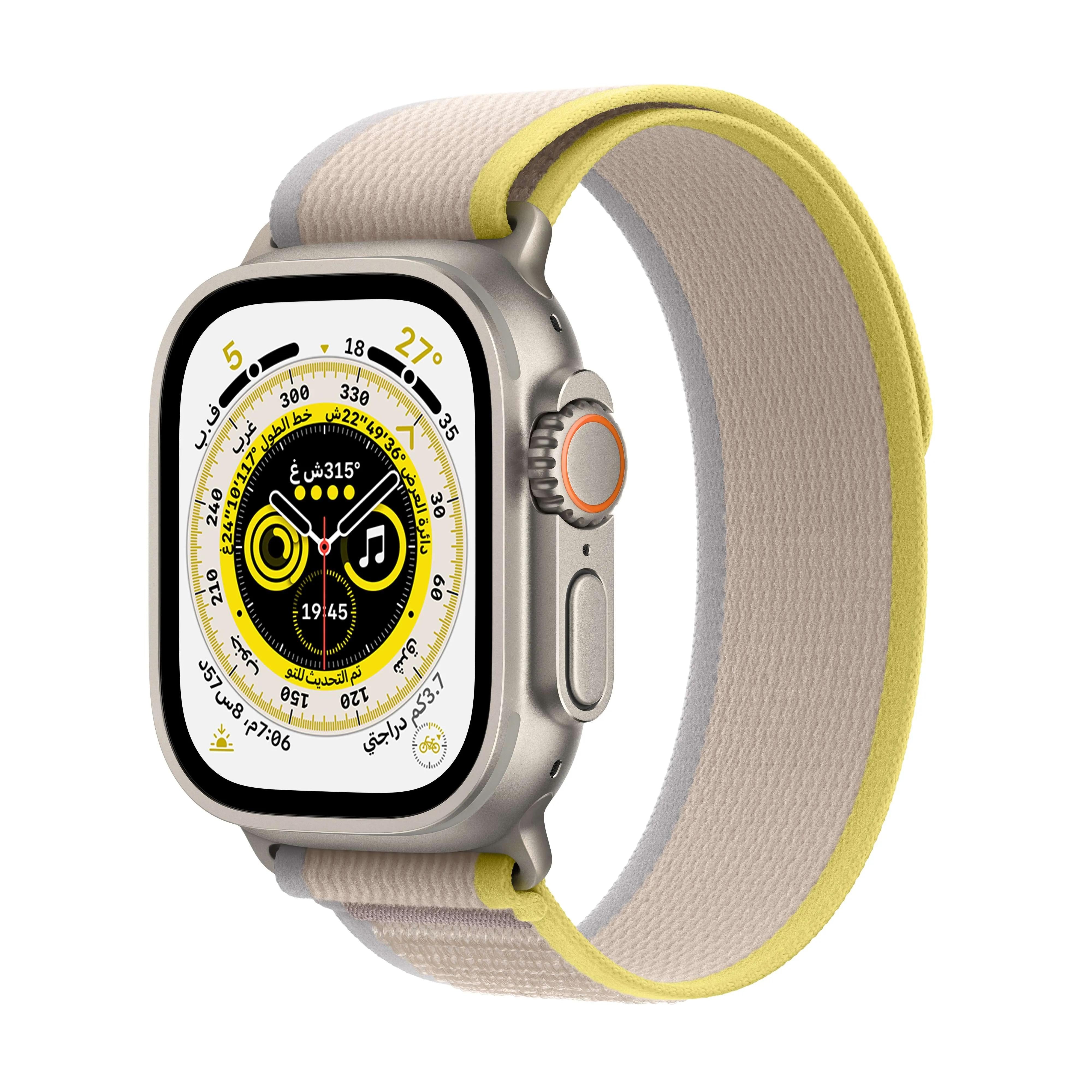 MNHK3AE/A /Apple Watch Ultra GPS + Cellular, 49mm Titanium Case with Yellow/Beige Trail Loop -Infinix S/M Beige / Device / 49MM